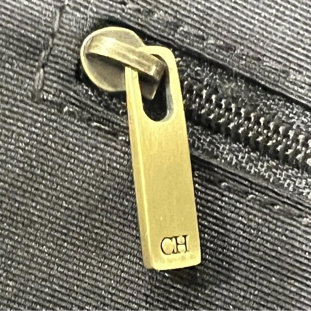 CH Carolina Herrera Dark Brown Monogram Canvas Laptop Bag